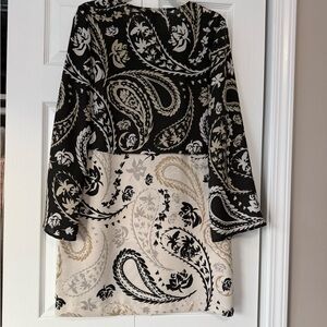 BCBGMaxAzria Black and White Patterned Dress